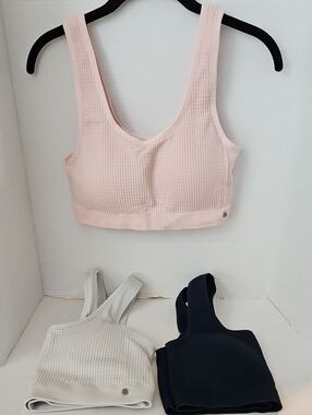 Lucky Brand | Women's Pink Navy Gray Ribbed Seamless Sport Bralette Trio Sz 1X
